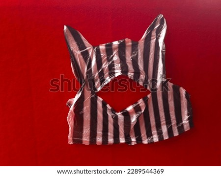 Trash plastic bag on the red screen background suitable for image article, photography journalism, website image