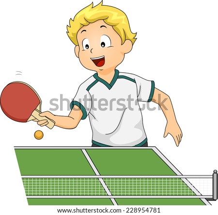 Illustration Featuring a Boy Playing Table Tennis