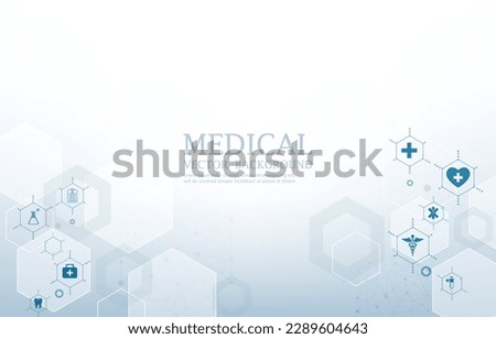 Vector white medical background.geometric hexagons shape.futuristic.medical icons. Royalty-Free Stock Photo #2289604643