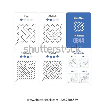Set of 4 Diamond Mazes game puzzle printable for kids at varying levels of difficulty from easy to difficult with solutions - Diamond labyrinth ready for print- Vector - Set 0844