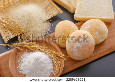 Rice flour and rice flour bread Royalty-Free Stock Photo #2289619221
