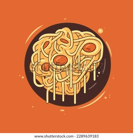 spaghetti with meatballs and tomato sauce. Classic pasta dish, isolated vector illustration. cartoon style vector