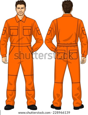 Overalls orange for the man with pockets Royalty-Free Stock Photo #228966139