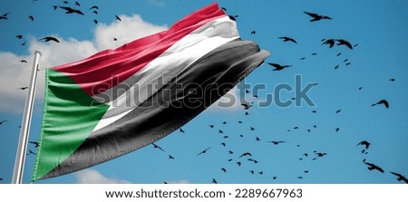 The current flag of Sudan. Sudan power struggle enters Royalty-Free Stock Photo #2289667963