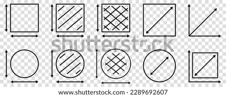 Set of dimension outline icons. Vector illustration isolated on transparent background