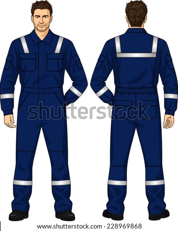 Overalls blue for the man with pockets Royalty-Free Stock Photo #228969868