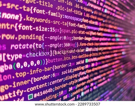 HTML website structure. Computer science lesson. Virus malware concept. Screen of web developing javascript code. Binary code digital technology background. WWW software development