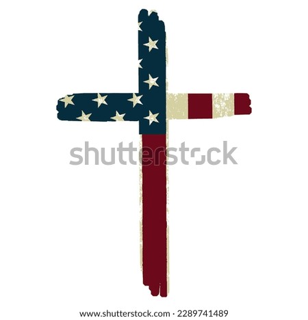 USA American Flag Cross Christian Religious Patriotic Vector illustration