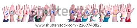Children Hands Building Word Solution Available, White Background