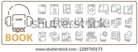 Book icon set in thin line style. Reading education Info and Help Desk Related Vector Contains Manual, Guide Reading, Info center. Editable Stroke search