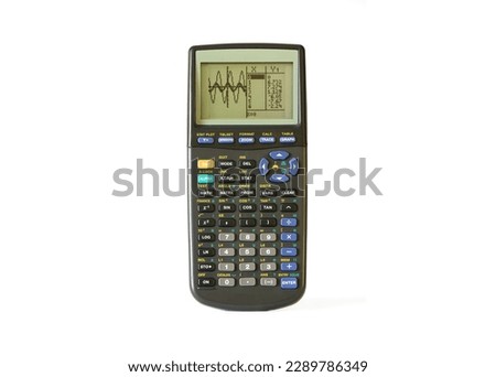 Advanced graphing calculator showing the graph and the data on the screen