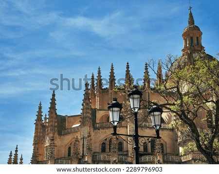 Catedral de Segovia, also known as the Lady of the Cathedrals, rising above the historic Jewish quarter. With its late Gothic style and graceful lines.