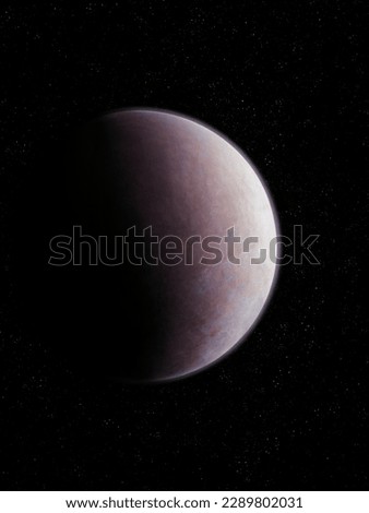 Exoplanet with a solid surface and atmosphere. Rocky planet in space. Beautiful cosmos background.