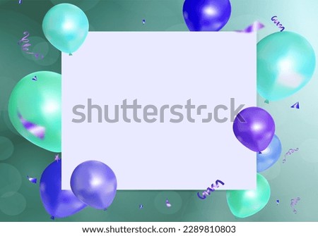 Elegant green and blue gold balloon celebration card banner template