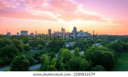 Downtown Raleigh, North Carolina at sunrise. Royalty-Free Stock Photo #2289816579