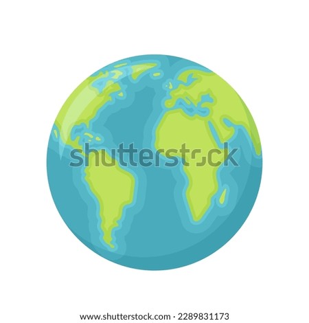Earth planet. The terrestrial globe. Vector illustration in flat cartoon style.