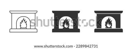 Fireplace icon. Simple design. Vector illustration. Royalty-Free Stock Photo #2289842731