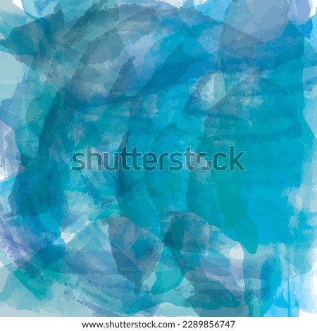 Blue Aquarelle Brush Pattern, Creative abstract hand painted background.