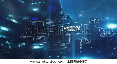Digital Assets Business Management System Concept on modern city background. Royalty-Free Stock Photo #2289864497