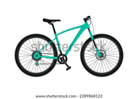 Vector illustration of a mountain bike isolated on a white background. Vehicle. Design element for urban mobility, cycling, mountain sport hobby, entertainment
