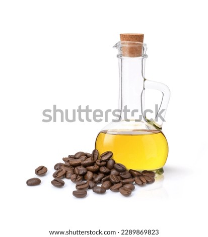 Coffee essential oil isolated on white background. 