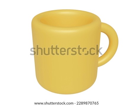 Yellow cartoon cup. 3d render.
