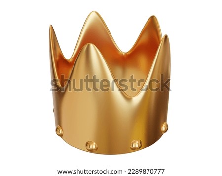 Golden cartoon crown. 3d render