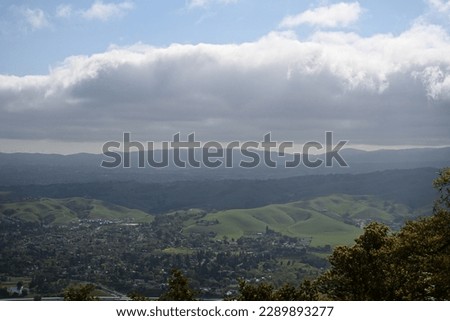 beautiful view of Pleasanton California from mountain top in the spring