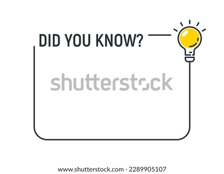 Did you know bulb icon trivia fun vector question interesting knowledge ask. Did you know advice design lightbulb Royalty-Free Stock Photo #2289905107