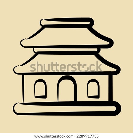 Icon pagoda. Building elements. Icons in hand drawn style. Good for prints, web, posters, logo, site plan, map, infographics, etc.