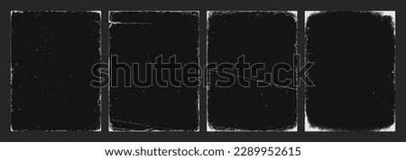 Realistic texture overlay, worn paper effect. Overlay texture stamps with old, grunge, grainy, vintage, worn, dust effect. Old paper set for backdrop. Stamps distress grain. Vector collection Royalty-Free Stock Photo #2289952615