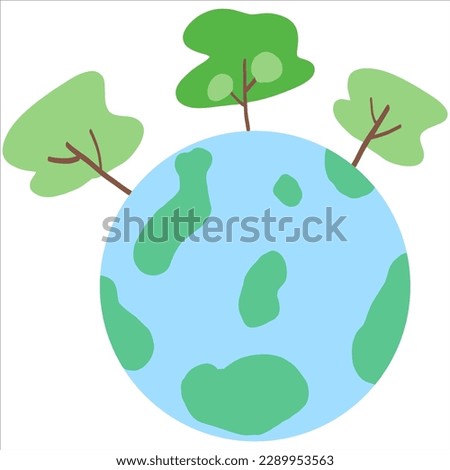Blue earth with trees icon. Environment and nature concept. Vector illustration
