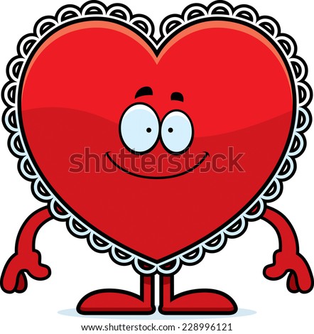 A cartoon illustration of a Valentine looking happy.