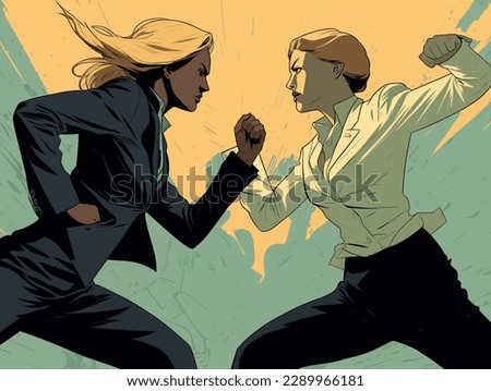 Two business women fighting each other Royalty-Free Stock Photo #2289966181