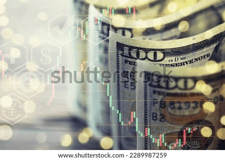 Money, US dollar bills background. Money scattered on desk. Photography for Finance and Economy concepts. 