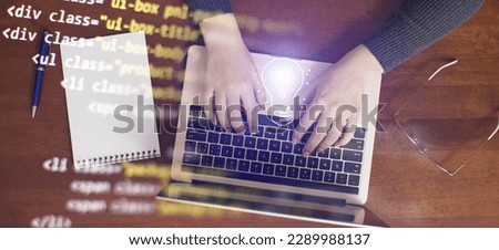 girl programmer at home writes programming code script on virtual screen  