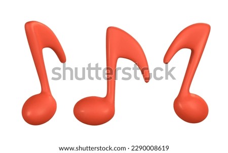 3d music note for music concept design in plastic cartoon style. Vector illustration.
