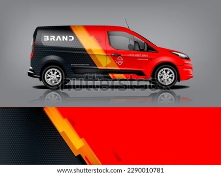 Car decal design vector. Graphic abstract stripe racing background kit designs for wrap vehicle, race car, rally, adventure and livery dekal a1 Royalty-Free Stock Photo #2290010781