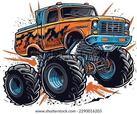 vector of monster truck tshirt design Royalty-Free Stock Photo #2290016203