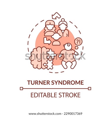 Turner syndrome red concept icon. Affects only women. Hereditary disease abstract idea thin line illustration. Isolated outline drawing. Editable stroke. Arial, Myriad Pro-Bold fonts used