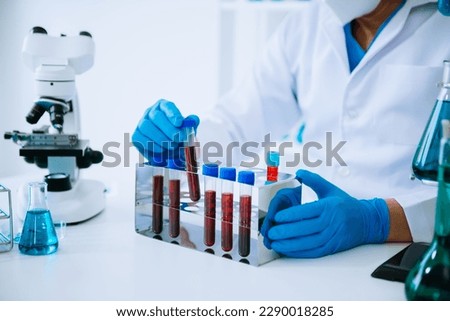 Test tubes in clinic, pharmacy and medical research laboratory and new chemical substances
 Royalty-Free Stock Photo #2290018285