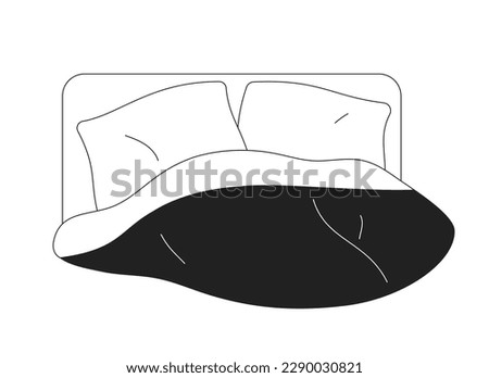 Bed sheets and pillows for good sleep monochrome flat vector object. Bedroom. Editable black and white thin line icon. Simple cartoon clip art spot illustration for web graphic design and animation