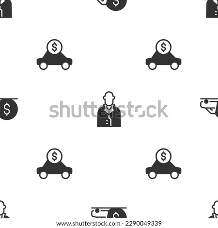 Set Car rental, Realtor and  on seamless pattern. Vector
