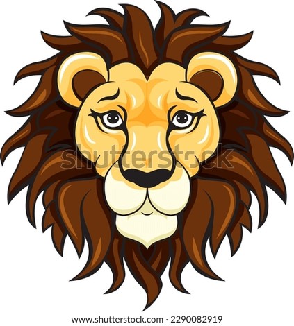 Lion Face in Cartoon Style illustration
