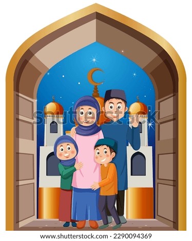 Muslim Family Cartoon Characters Set illustration