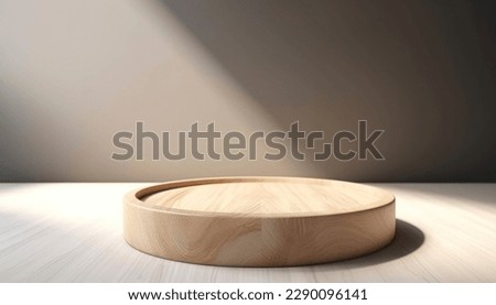 Empty beautiful round wood table  top counter on  interior in clean and bright with shadow background, Ready,white background, for product montage

 Royalty-Free Stock Photo #2290096141