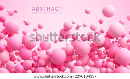 Pink matte soft chaotic balls in different sizes. Abstract composition with pink random flying spheres. Vector background Royalty-Free Stock Photo #2290104337