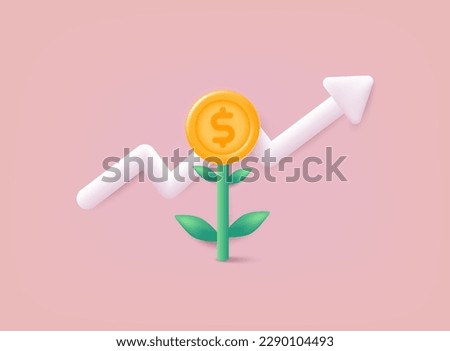 Financial or investment growth, increase earning profit and capital gain, success in wealth management concept. 3D Web Vector Illustrations. Royalty-Free Stock Photo #2290104493
