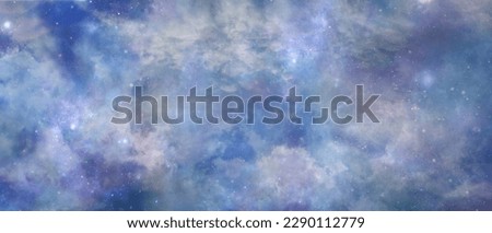 Beautiful celestial cloudscape background banner - heavenly  concept blue pink purple lilac ethereal deep space sky depicting the heavens above 
