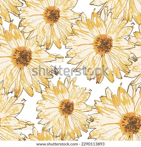 Beautiful gerbera flowers blooming in garden. Many beautiful flowers as white background Selective focus.seamless pattern with floral bouquets. 